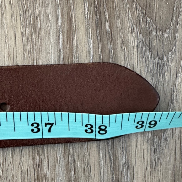 Ann Taylor Brown Leather & Cream Beaded Western Style Belt size Large - Picture 6 of 6